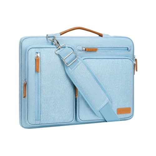 MOSISO 360 Protective Laptop Shoulder Bag15156 inch Computer Bags Compatible with MacBook Pro 16 inch HP Dell Lenovo Asus NotebookSide Open Messenger Bag with 4 Zipper Pockets Air Blue