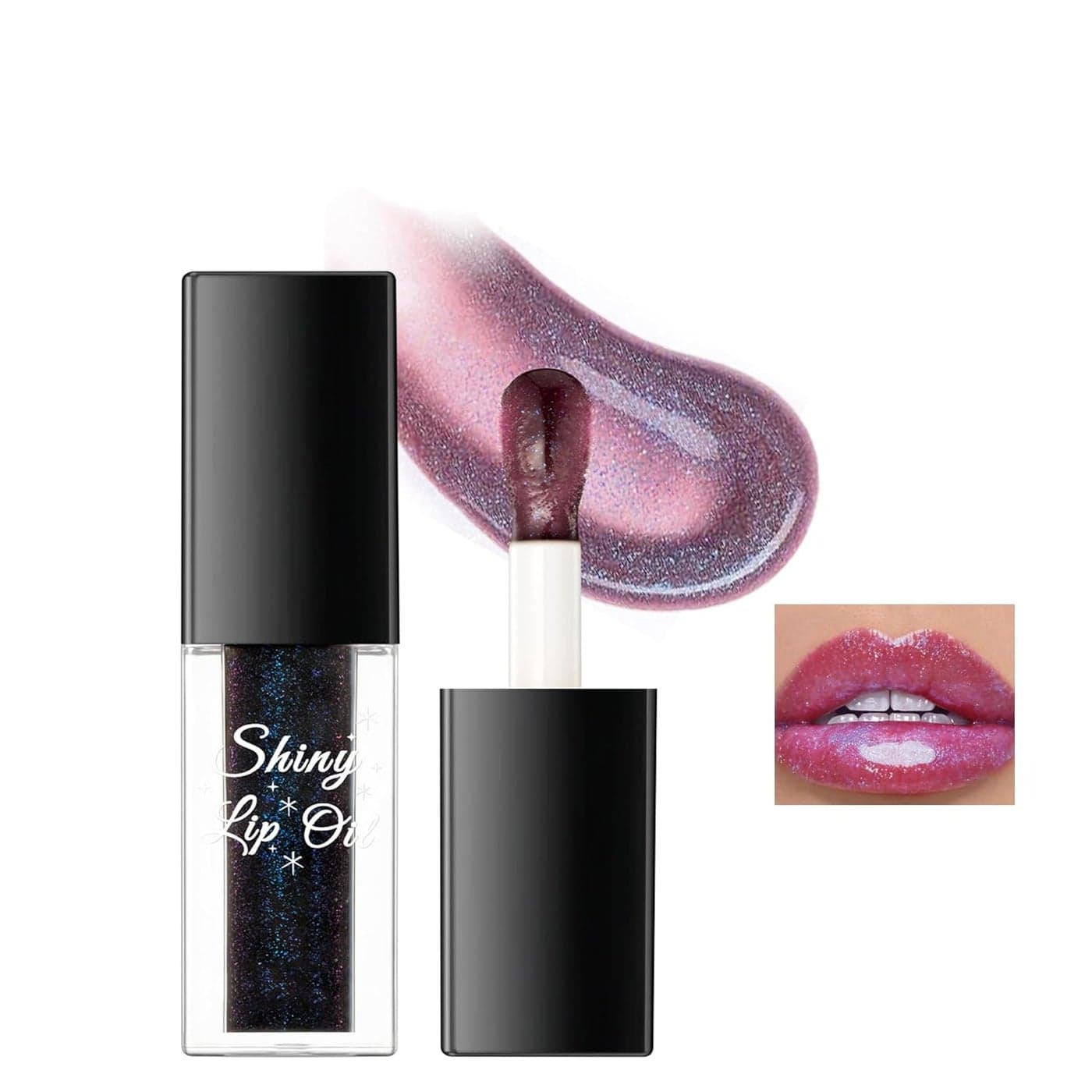 Black Color Changing Lip Oil Magic Shimmer Tinted Lip Gloss Plumping Glitter Big Brush Ph Changing Lip Oil Longlasting Nourishing Lip Glow Oil NonSticky Lip Balm for Lip CareDry Lips