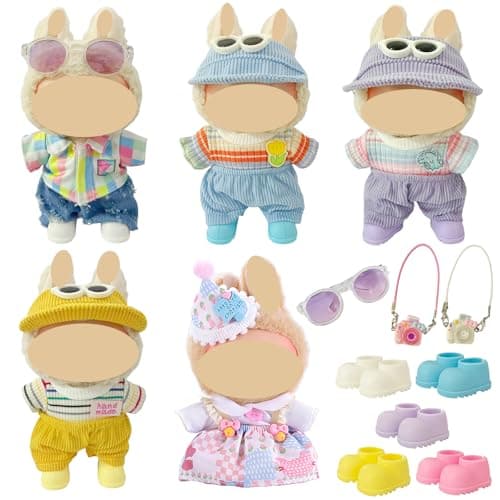 Ezcora Clothes for Doll 5 Pack Clothes for 17cm Doll Include Pairs of Shoes Perfect for Play Display Doll Outfits Accessories for Collectors No Dolls Rainbow Style