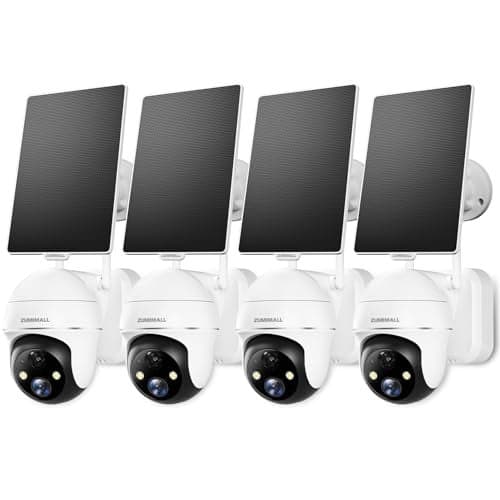 ZUMIMALL 2K Solar Security Cameras Wireless Outdoor 4-Pack, Solar Powered Cameras for Home Security with 360° View, Color Night Vision, 2-Way Talk, AI Motion Alert, Siren, CloudEdge App Supported