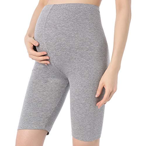 QingWan Plus Size Maternity Shorts for Women Workout Short Pregnancy Leggings Over Belly Grey