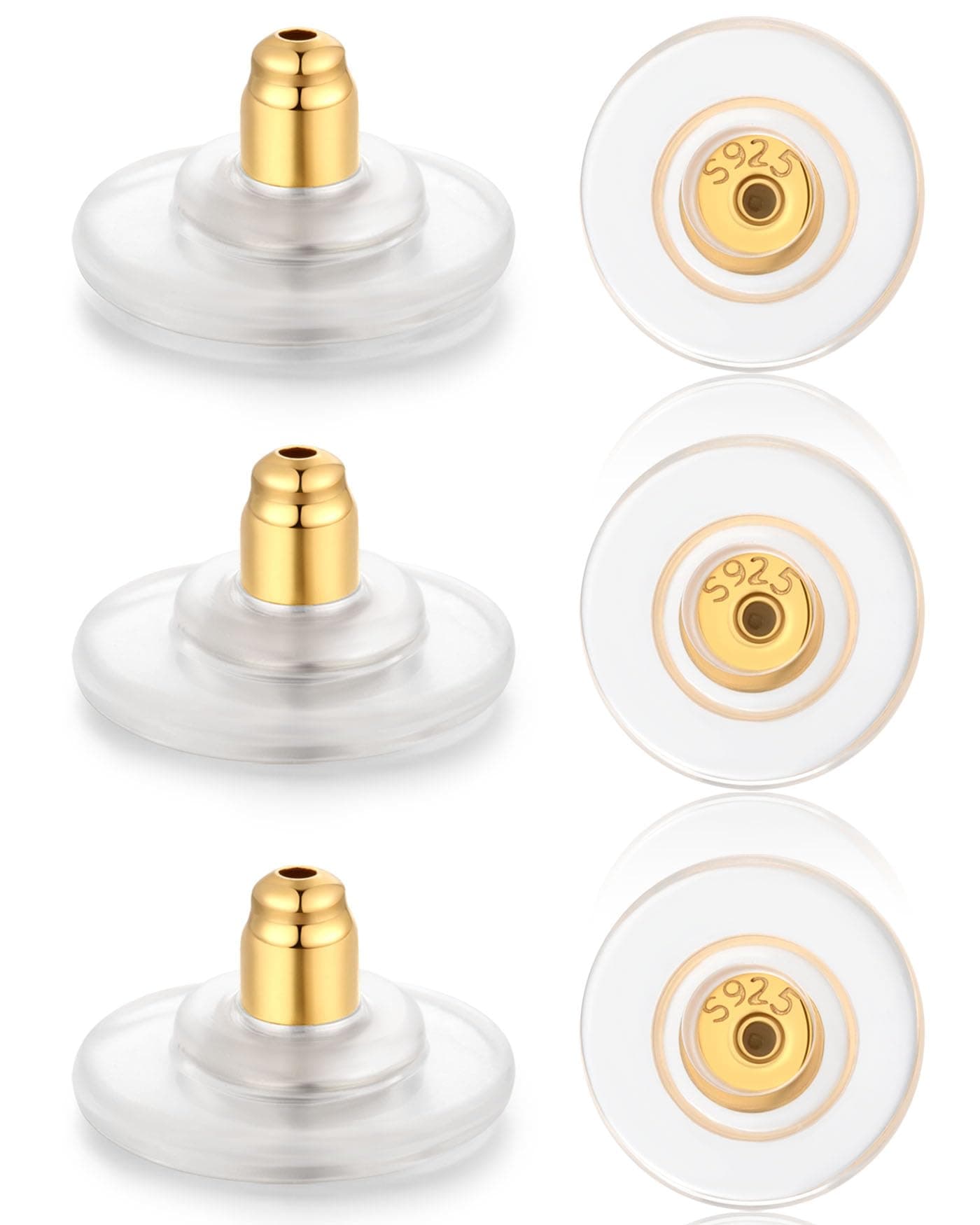 6 PCS 14K Gold Locking Earring Backs for Studs Heavy Droopy Earrings, 925 Sterling Silver Hypoallergenice Earring Backs Replacements for Women Men (Gold)