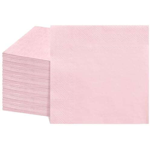 NatNarr 120 Pcs Cocktail Napkins Pink Paper Napkins Disposable Light Pink Dessert Beverage Party Napkin for Girls Birthday, Bridal Baby Shower, 5 x 5 Inch