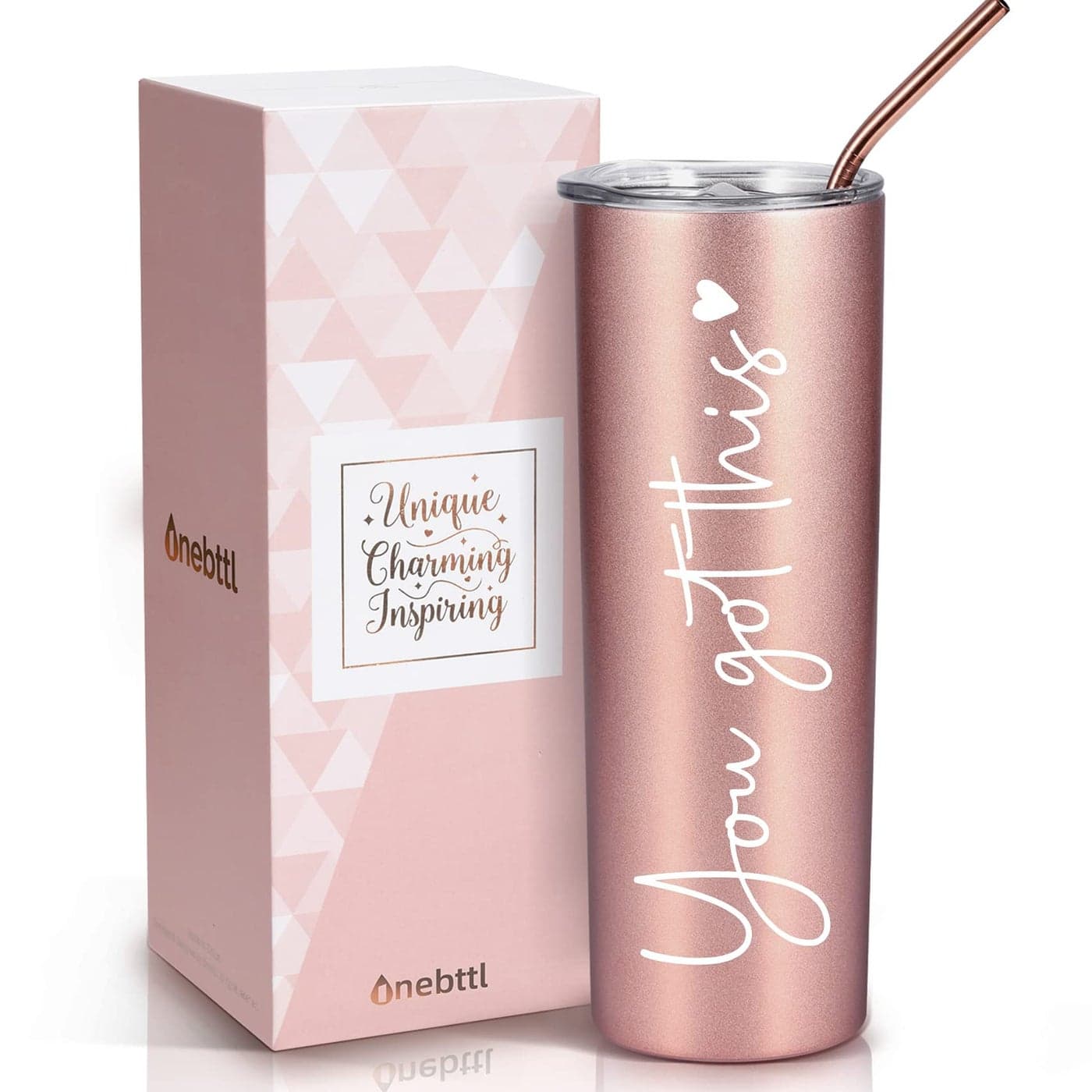 Onebttl Inspirational Gifts for Women You Got This Motivational Encouragement Job Promotion Congratulations Gifts for Women Friends New Mom Coworkers 20Oz Skinny Tumbler Rose Gold