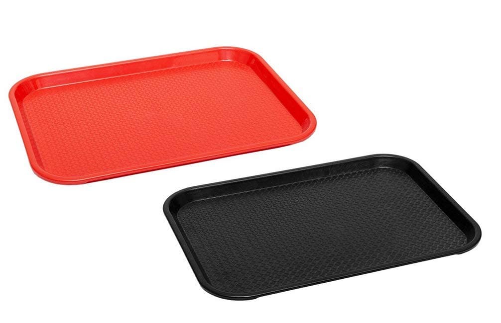 Swift International Rectangular Unbreakable Plastic Serving Trays 16 X 12 Inches for Kitchen 2 Pieces Red - Black