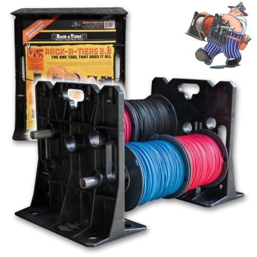 Rack-A-Tiers 2.0 Wire Dispenser – Cable Reel Rack, Electrician Wire Spool Caddy, Multi Reel Wire Dispenser, Spool Rack, 300 lb Capacity (#11480)