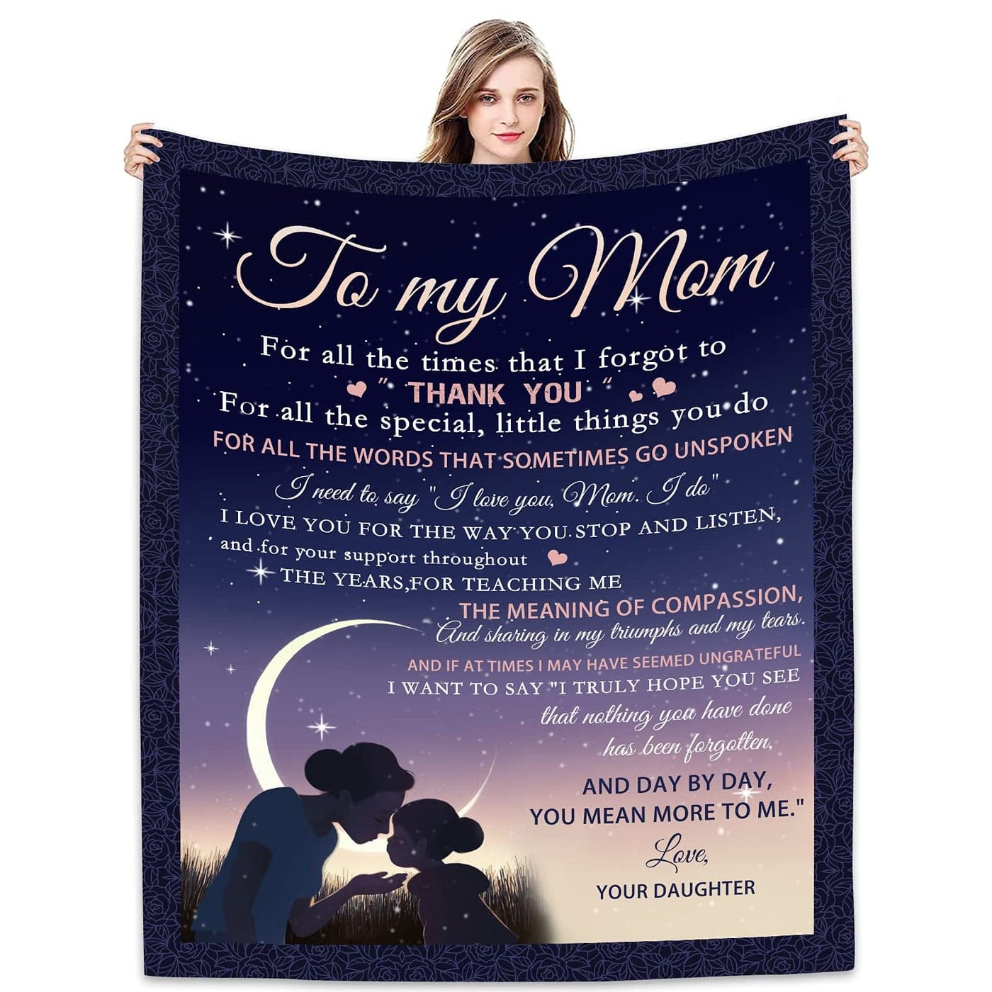 Joyloce to My Mom Blanket from Daughter Meaningful Gifts for Mom 60x50 Fleece Throw Blankets Birthday Gifts for Women Mom Gifts Ideas from Kids for Her Birthday Mothers Day or Christmas
