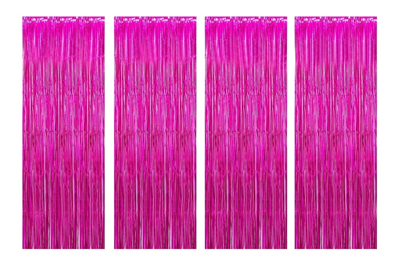 AMFIN® ( Pack of 4 2.5 x 6 Feet Pink Metallic Fringe Curtain for Girls Party, Wedding, Engagement Baby Shower, 1st Birthday Girl, Anniversary, Office Party, Diwali Decorations