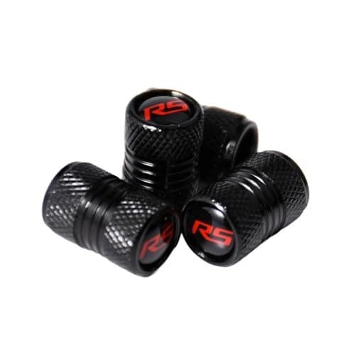 Set of 4 RS Metal Auto Tire Valve Stem Cap Cover with Resin RS Performance Emblem Trim Decal for Chevrolet Chevy Camaro Malibu Spark Trax and Nissan and Toyota and Audi air Cap