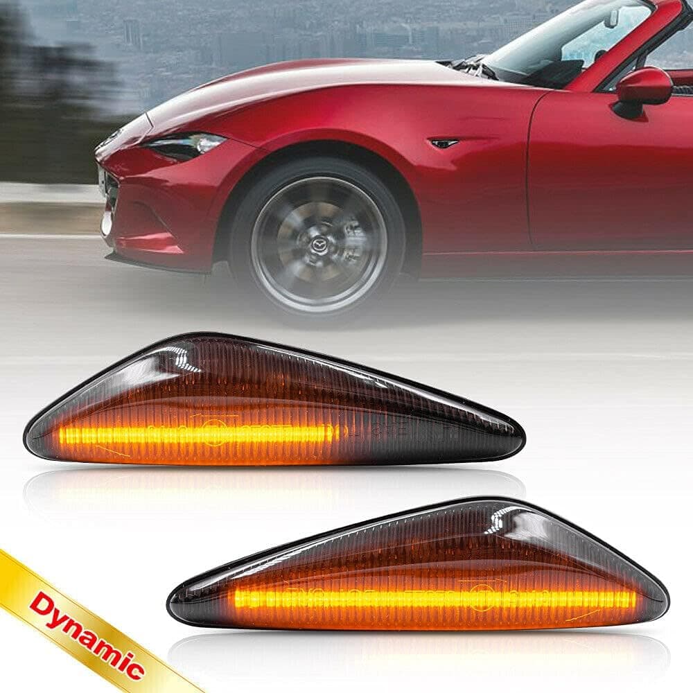 NSLUMO Sequential Amber LED Side Marker Lights for Mazda MX-5 ND & RX-8 - Smoked Lens