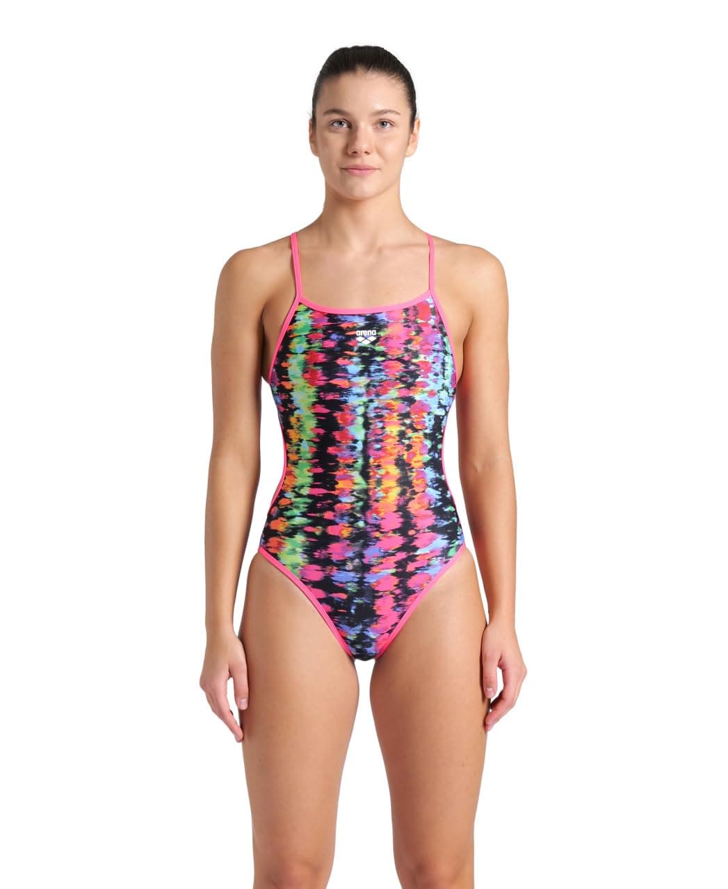 ARENA Performance Reversible Womens Sports Swimsuit Challenge Back One Piece Training Suit Competitive Swim Athletic Ladies Bathing Suit Royal MultiShocking Pink US Size 24