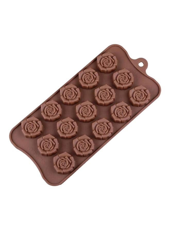 15-Cavity Silicone Cake Mould Brown 22x10x1.7cm