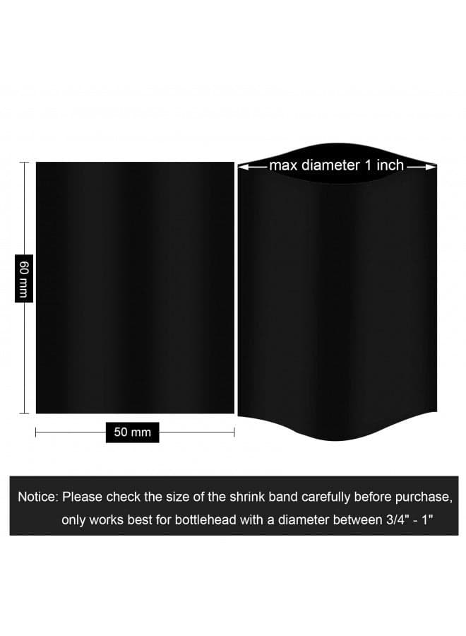 Black Shrink Bands,50x60mm 200 Pieces Black Perforated Shrink Wrap for Hot Sauce Bottles and Other Liquid Bottles Fits 3/4" to 1" Diameter