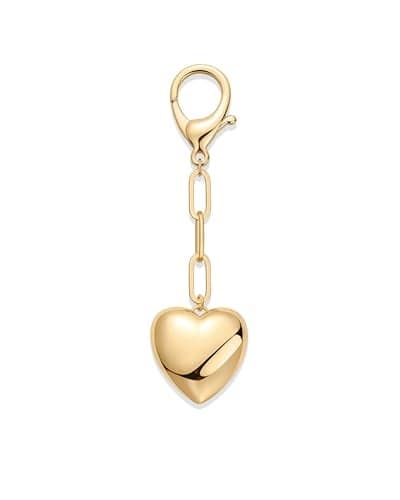 PAVOI 14K Yellow Gold Plated Heart Keychain for Women | Valentines Day Trendy Chunky Dangle Charm for Handbags & Totes | Fashionable Purse Accessory