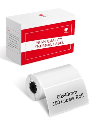 Phomemo Thermal Transparent Label Paper 2.36''x1.57'' (60x40mm), Compatible for Phomemo M220/M221/M250/M200/M260 Label Maker, Black on Clear, 180 Labels/Roll