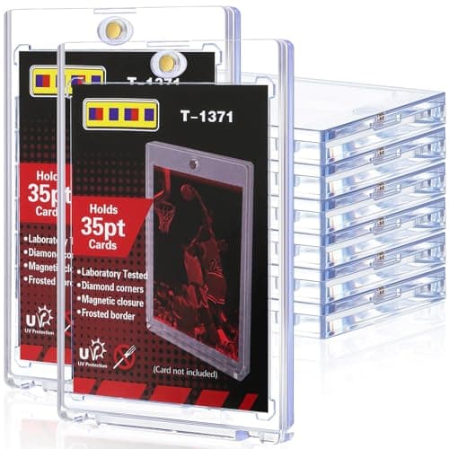 8ct Magnetic Card Holders for Trading Cards 35pt Hard Cards Sleeves Case One Touch Card Holder Fit for MTG Cards Sports Cards Baseball Cards Game Cards Toploaders Standard Cards Display