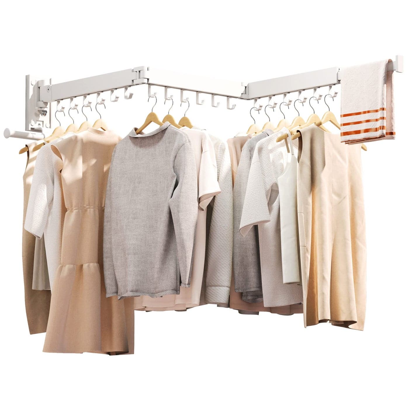 ZdwCyl Clothes Drying RackLaundry Drying Rack Wall Mount Wall Mounted Clothes RackRetractableCollapsibleTriFoldDrying Rack Clothingcan Fold Upward Left RightSpace Saver White Color
