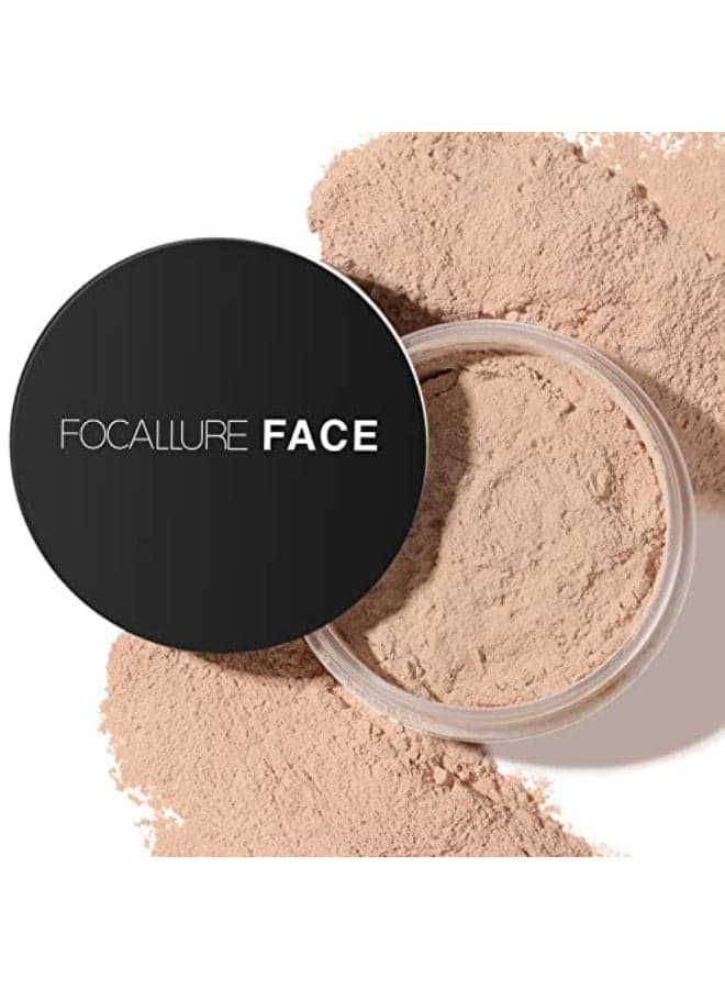 FOCALLURE Oil Control Loose Face Powder Translucent Loose Setting Powder ShineFree Matte Finishing Powder Longlasting Lightweight Sets Foundation Makeup Includes Velour Powder Puff Natural