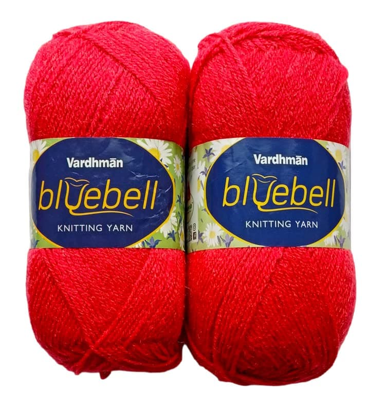 Vardhman Bluebell Gajri 600 GM 1 Ball 100 GM Each Wool Ball Hand Knitting WoolArt Craft Soft Fingering Crochet Hook Yarn Needle Acrylic Knitting Yarn Thread Dyed Shade No24