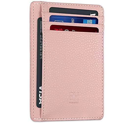 GH GOLD HORSE Slim RFID Blocking Card Holder Minimalist Leather Front Pocket Wallet for Women