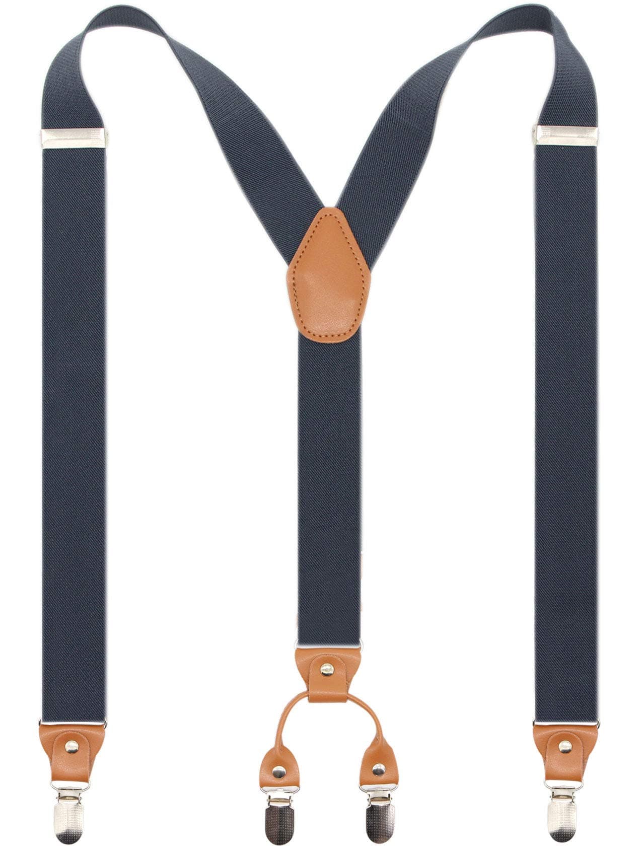 Timiot Men’s Y-Back 4 Metal Clip Elastic Wide Suspenders Perfect For Both Casual&Formal (Charcoal)