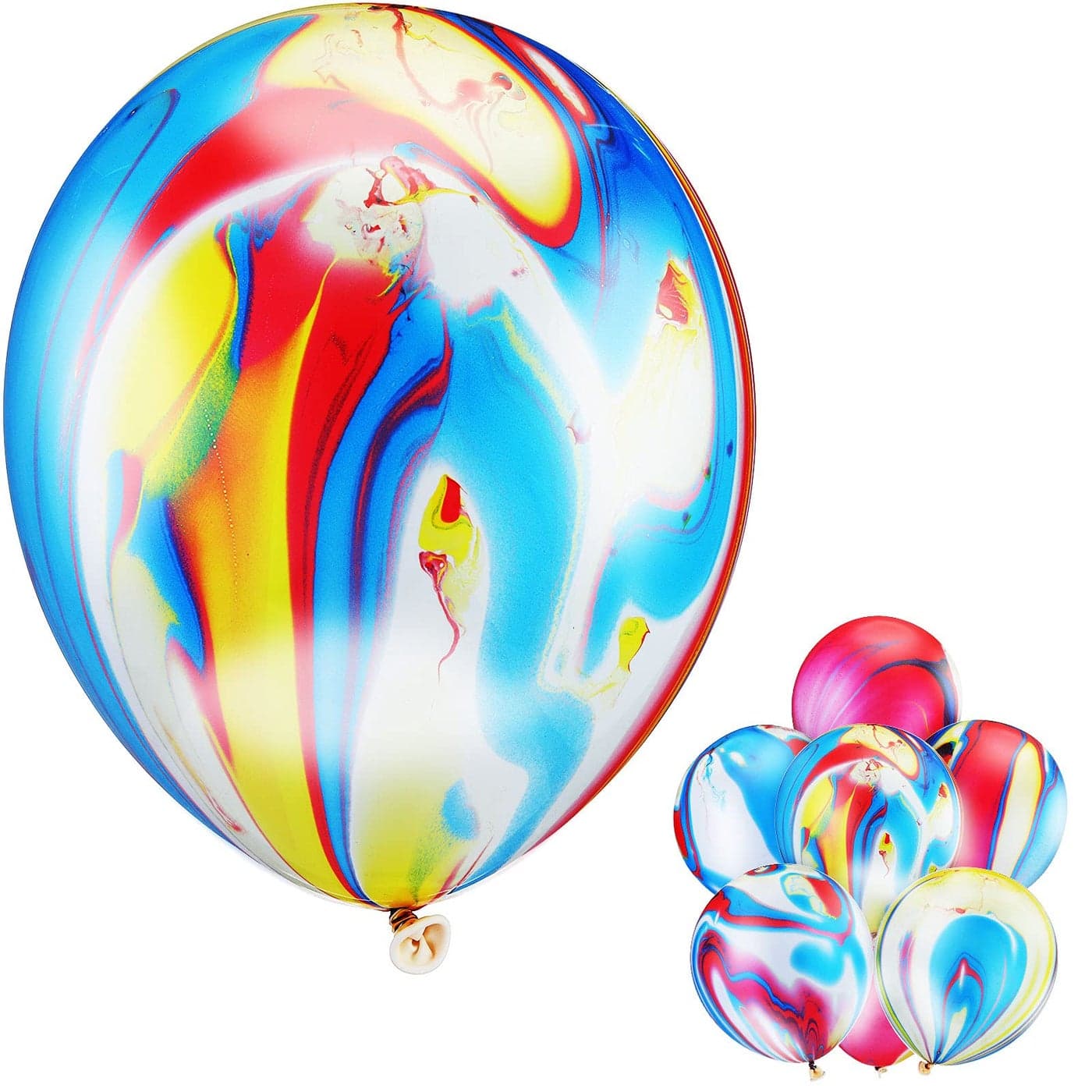 24 Pieces Tie Dye Agate Marble Balloons 10 Inches Tie Dye Swirl Latex Balloons for Theme Party Birthday Party Festival Wedding Baby Shower Decorations Colorful