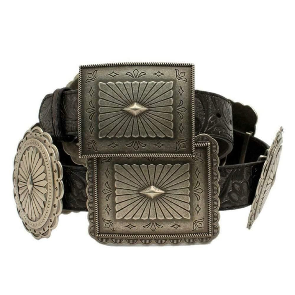 ARIAT Womens Embossed Concho Western Belt Black Medium