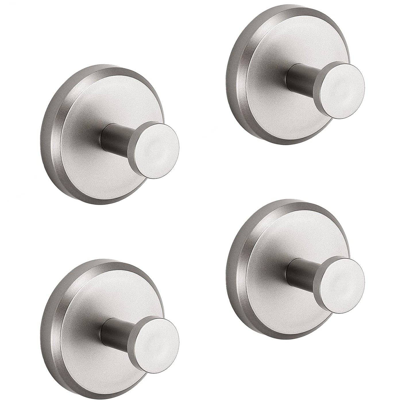 HOME SO Suction Cup Hooks for Shower, Bathroom, Kitchen, Glass Door, Mirror, Tile – Loofah, Towel, Coat, Bath Robe Hook Holder for Hanging up to 15 lbs – Polished Matte Chrome, Brushed Nickel (4-pack)
