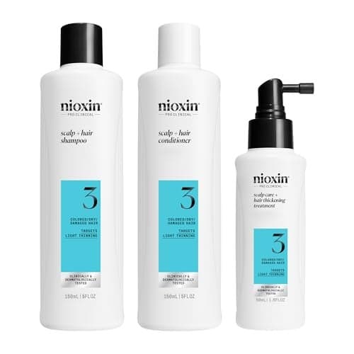 Nioxin Scalp Hair Thickening System 3 For Colored or Damaged Hair with Light Thinning With Niacinamide and Biotin Trial Size 1 Month Supply