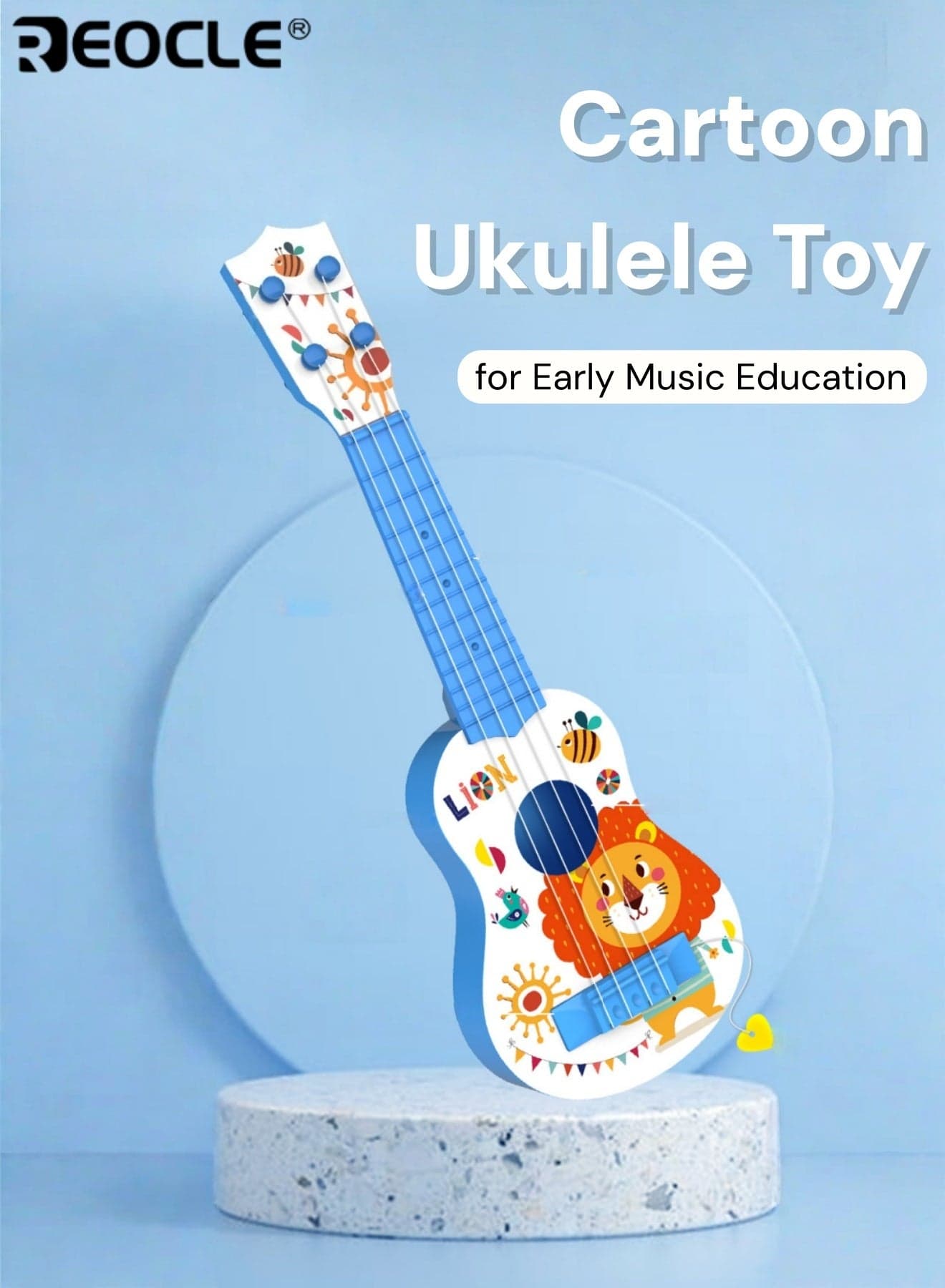 Kid's Cartoon Ukulele Toy with Playable Design and Plastic Construction Musical Instrument with Colorful Finish for Early Music Education