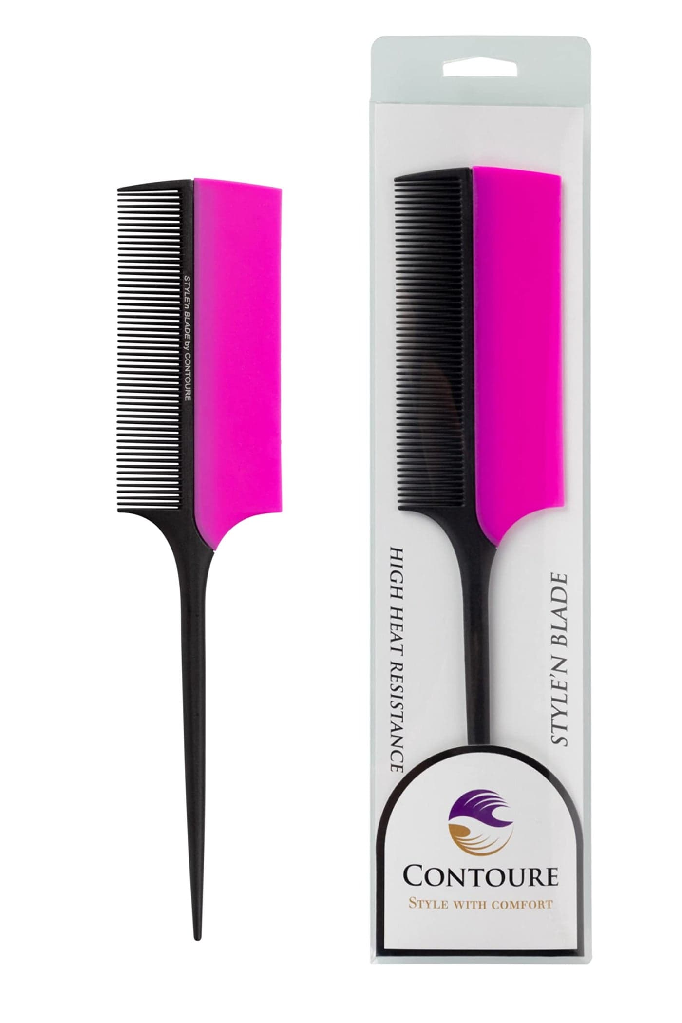 STYLE’nBLADE Professional Hair Styling Comb with Silicone Heat Shield Guard Protection/High Heat Resistance/Reduce Scalp Head Finger Burns from Curling Irons and Hot Hair Appliances