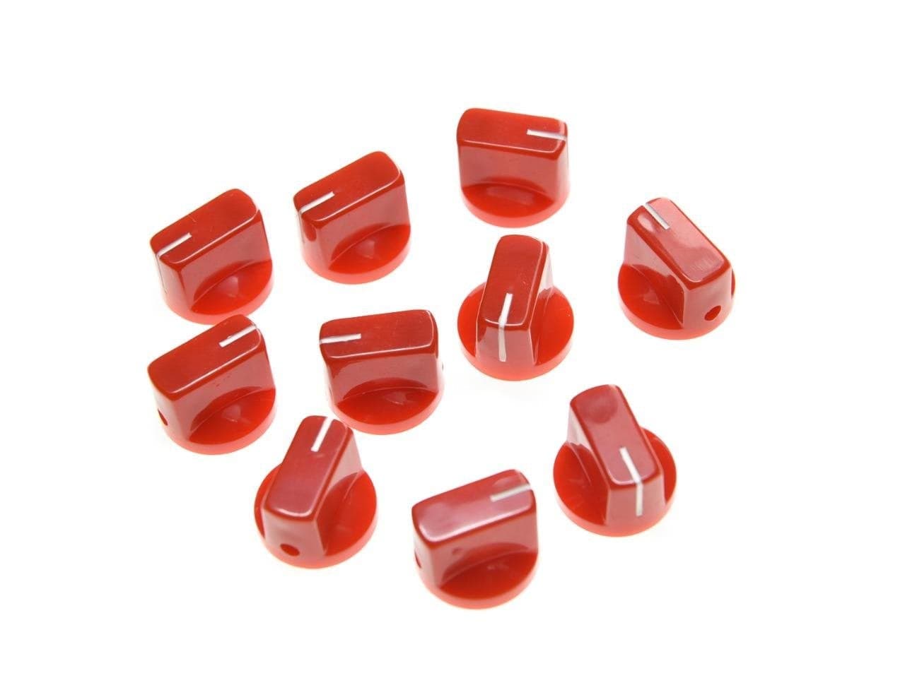 KAISH 10pcs Guitar AMP Effect Pedal Knobs Pointer Knob with Set Screw Red