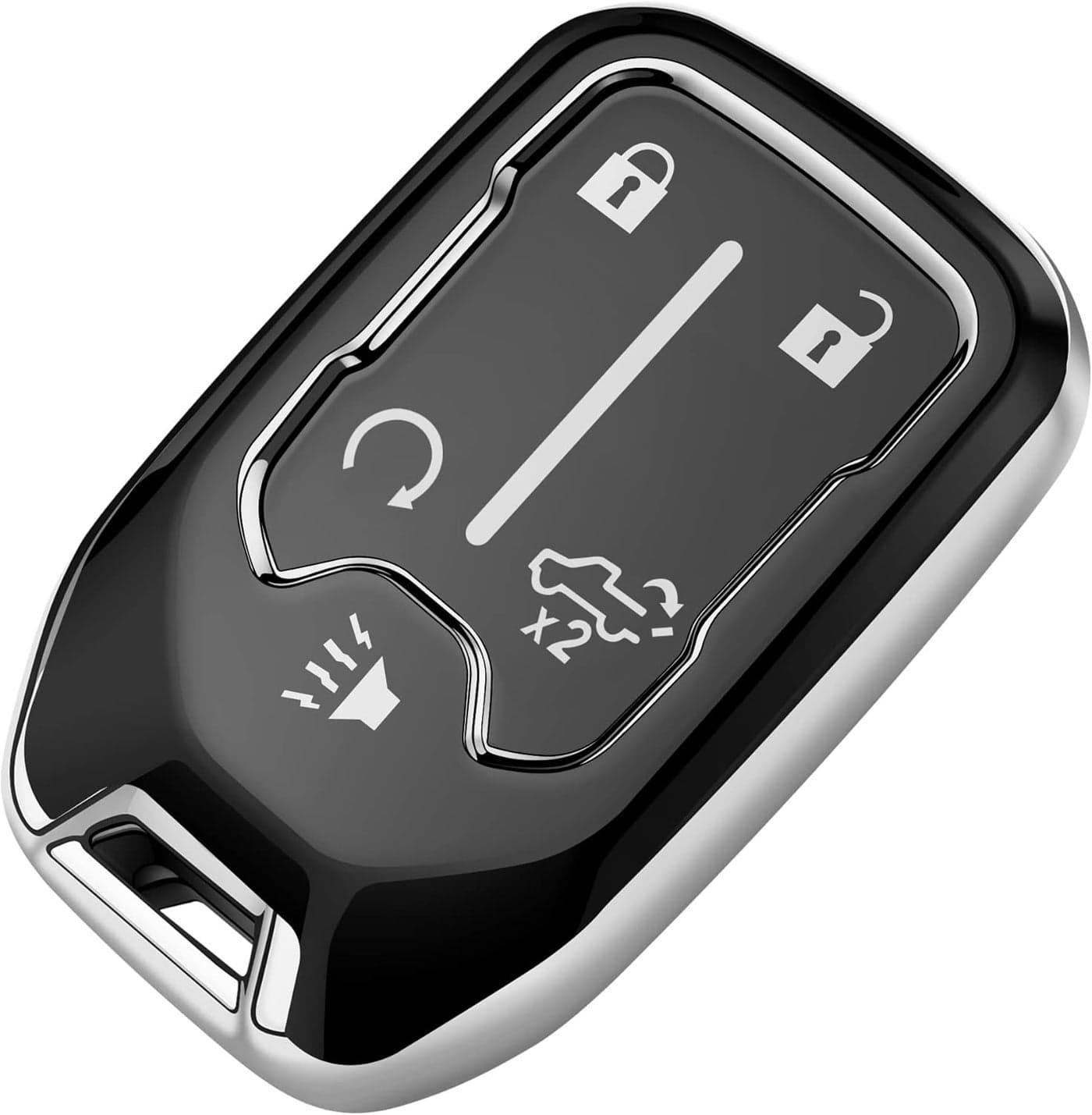 Tukellen Soft TPU Key Fob Cover for Chevy - Full Protection Case for 2017-2021 Silverado, Suburban, Tahoe, GMC Acadia, Sierra, Terrain, Yukon (Silver, 5 Button)