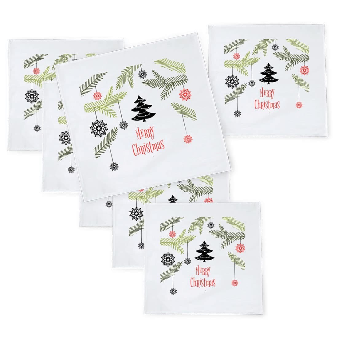 Khakee 6 Pcs Christmas Theme Silk Table Napkins 10x 10 for Xmas Decoration Christmas OrnamentsChristmas Giftxmas21512