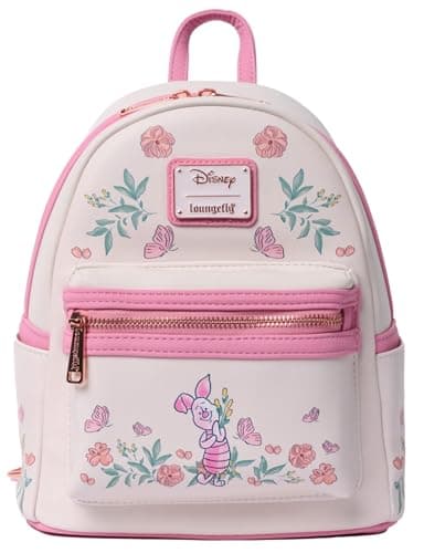 Loungefly Piglet Mini Backpack Handbag Floral Print Double Strap Shoulder Bag Pink Piglet