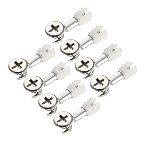 uxcell 3-in-1 Furniture Connecting Kit 13mm OD Cam Fitting, M6x25mm Dowel Screws, 10.7mm OD Pre-Inserted Nut 8 Sets
