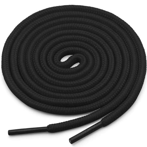 YJRVFINE Round Shoe Laces for Sneakers: Boot Hiking Athletic Black Shoelaces for Men&Women - 2 Pairs 51 Inch