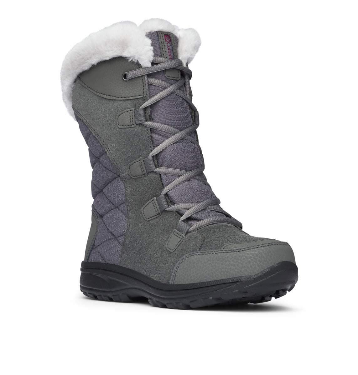 Columbia Women's ICE Maiden II Snow Boot, Shale, Dark Raspberry, 5.5 B US