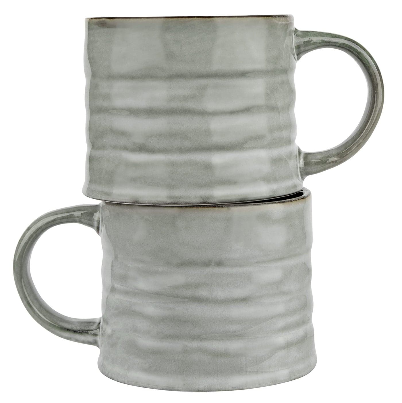 KooK Glazed Coffee Mugs Ceramic Microwave Dishwasher Safe 13 oz JavaSlate Lined Set of 2