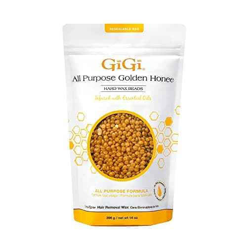 GiGi Golden Honee Hard Wax Beads – Stripless Hair Removal Wax for Face, Bikini, Legs & Body, All Purpose Waxing Beads for At-Home Waxing, 14 oz