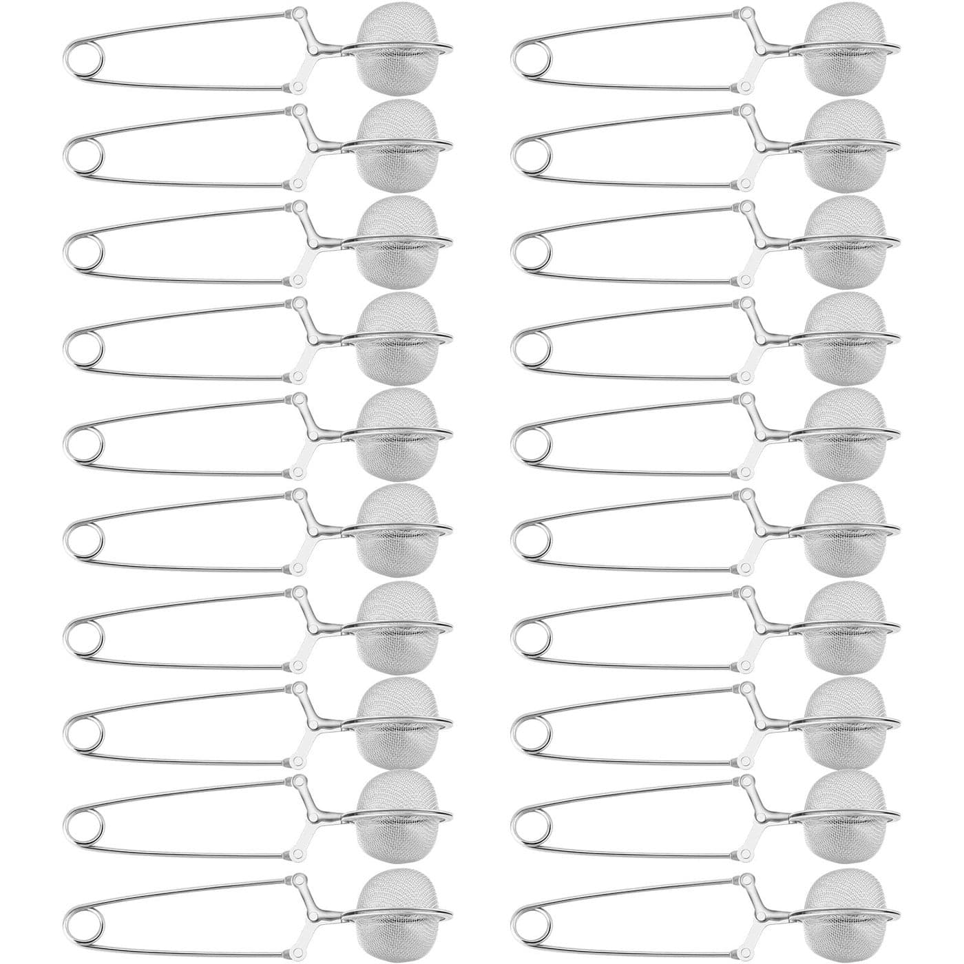 Yinder 20 Pcs Loose Leaf Tea Infuser Stainless Steel Mesh Snap Tea Ball Strainers with Handle MetalSilver