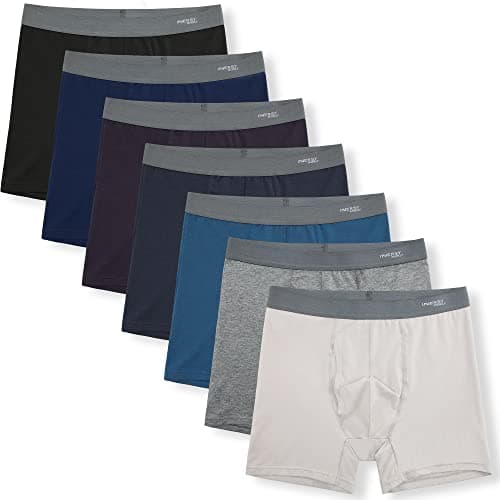 INNERSY Men's Cotton Underwear 7-Pack Colorful Boxer Briefs with Fly for a Week(Basics,Medium)