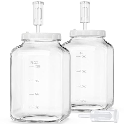 15 Gallon Large Fermentation Jars with 2 Airtight Lids and 3 Airlocks Wide Mouth Glass Mason Jar with Scale Mark Pickle jars Mead Making Kit Kimchi Containers 2 Pack