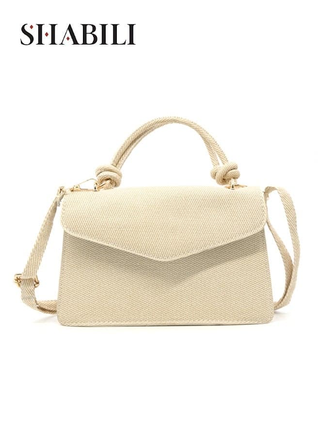 Women Tote Crossbody Shoulder Sling Satchel Bag, Ladies PU Handbag Large-Capacity Multi-Pocket Boho for Daily Casual Party Travel, College Youth Teen Purse Clutch Accessory (Beige)