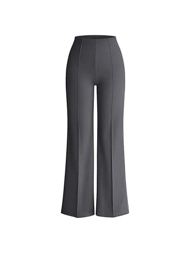 OQQ Women Wide Leg Pants High Waist Casual Pants Fall Clothes Outfits Darkgrey