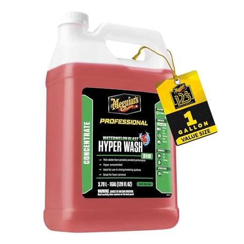 Meguiars D110 Hyper Wash Foaming Car Wash Lifts Off Dirt and Leaves a Rich Shine Car Wash Soap Helps Preserve Wax Highly Concentrated Formulation for Extended Use 1 Gal