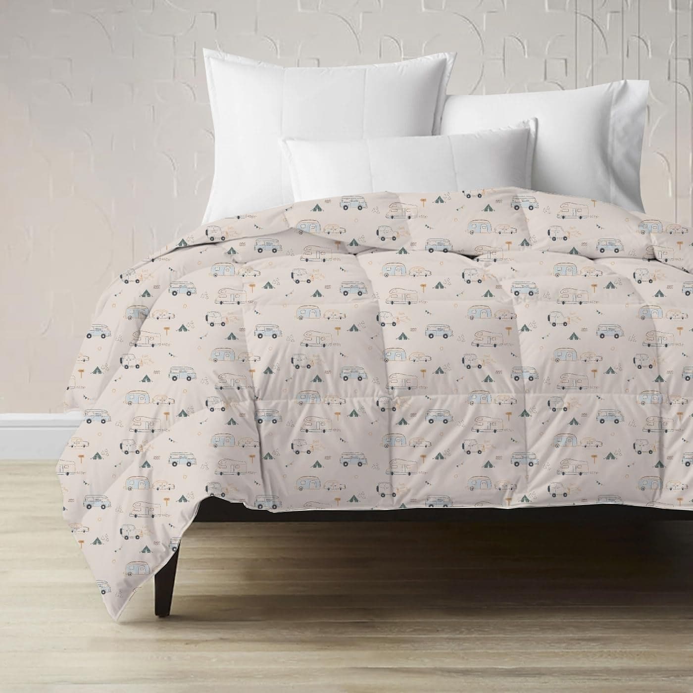 linenaffairs AC Comforter Single Size Bed ComforterBlanket 300 GSM Microfiber Box Stitch All Season 60 x 90 Inches Old Truck Farm TC 400
