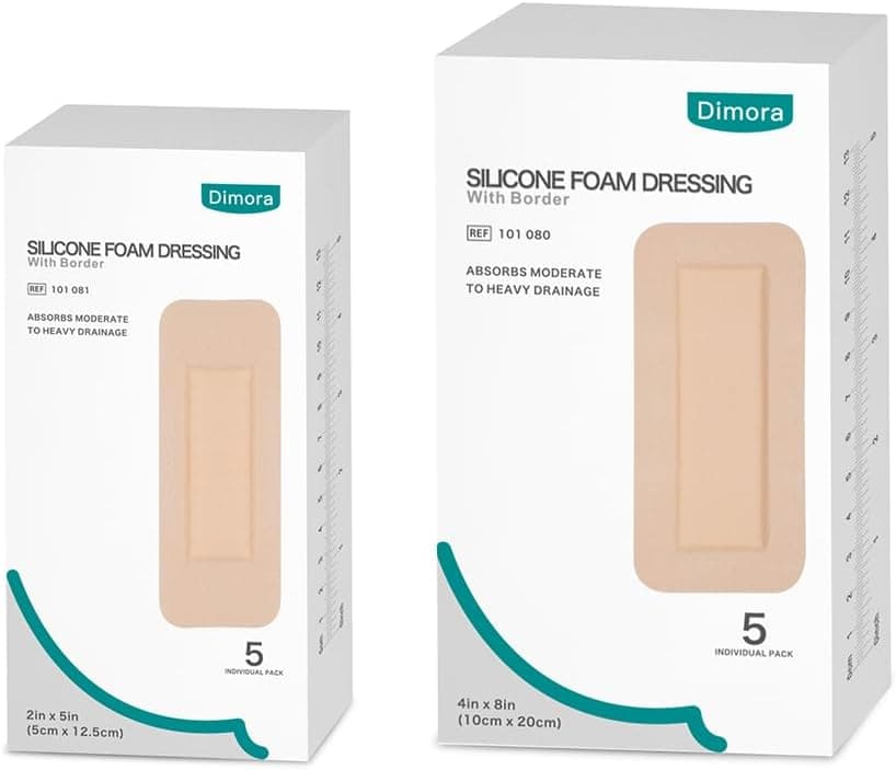 Dimora Foam Wound Dressing 2x5 5 Pack 4x8 5 Pack