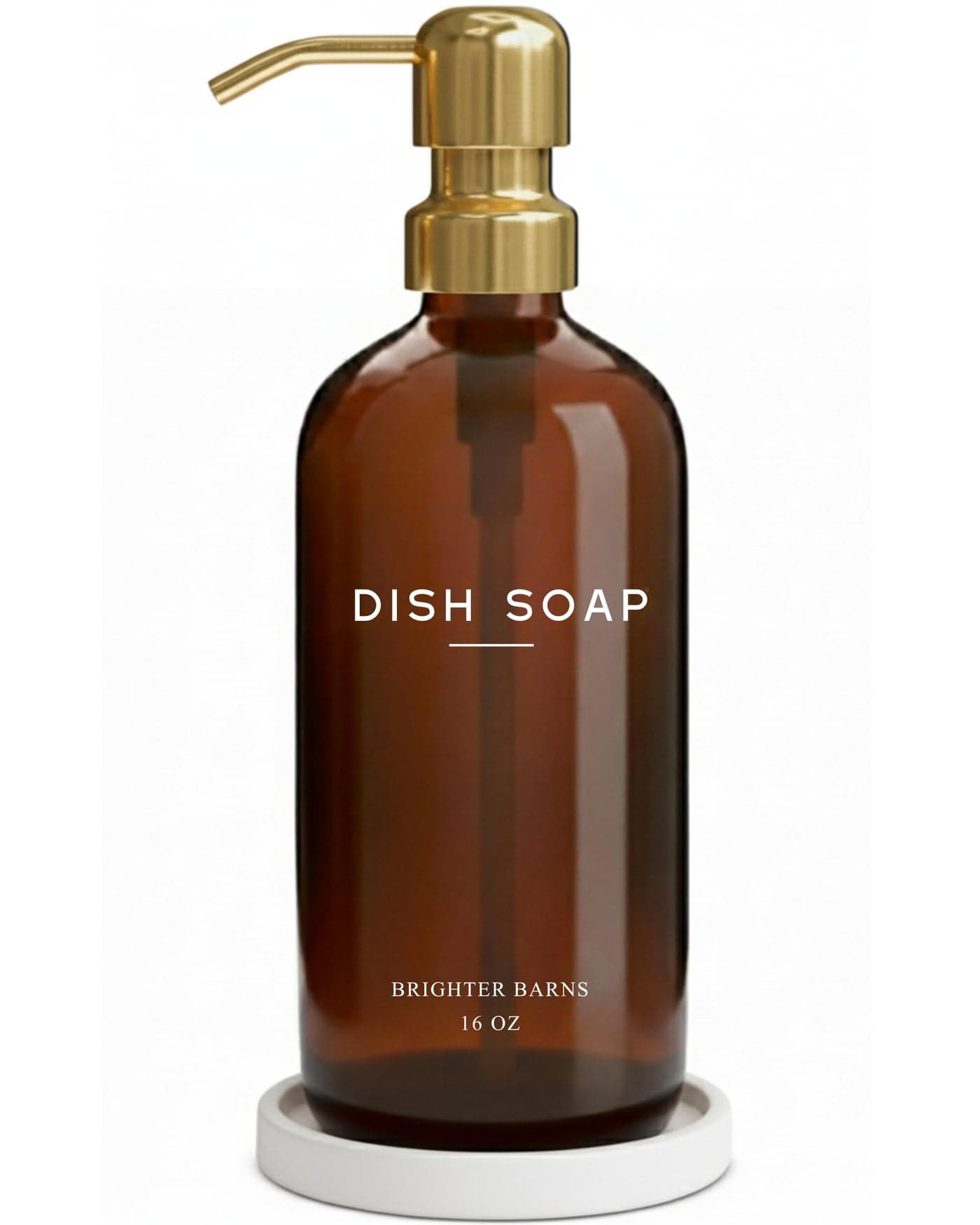 Luxury Glass Dish Soap Dispenser for Kitchen Sink by Brighter Barns - Kitchen Soap Dispenser Set with Pump & Tray - Refillable Glass Bottle for Liquid - Luxury Home Decor for Airbnb, Gift (Amber/Gold)