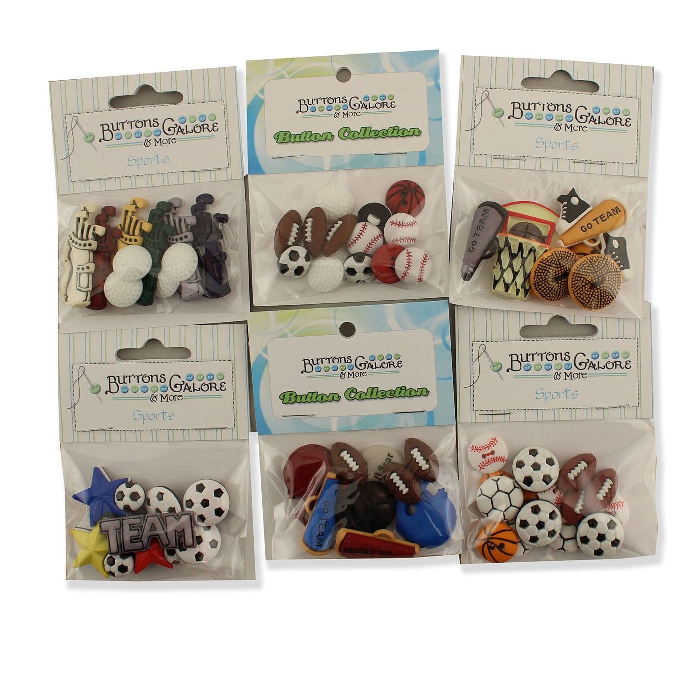 Buttons Galore SPORTSGROUP Sports Button Theme Pack Set of 6